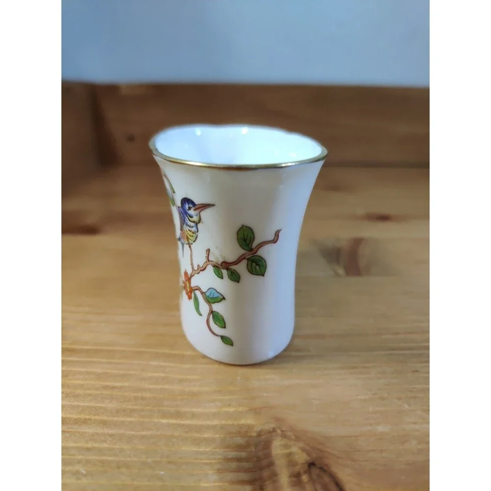 Aynsley England Bone China Pembroke Bird & Flowers Toothpick Holder Card Holder